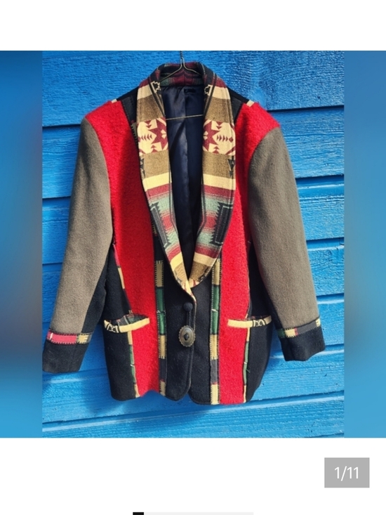 coloratura Jackets & Blazers - Coloratura Southwestern Wool Blazer - Red, Black